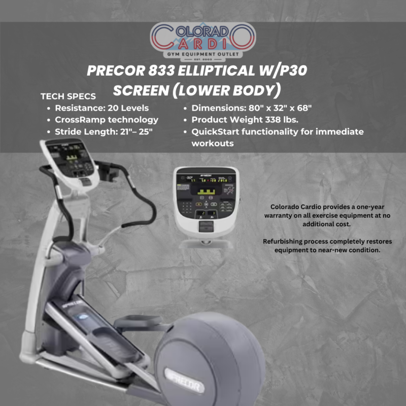 Precor 833 Elliptical W/P30 Screen (Lower Body)
