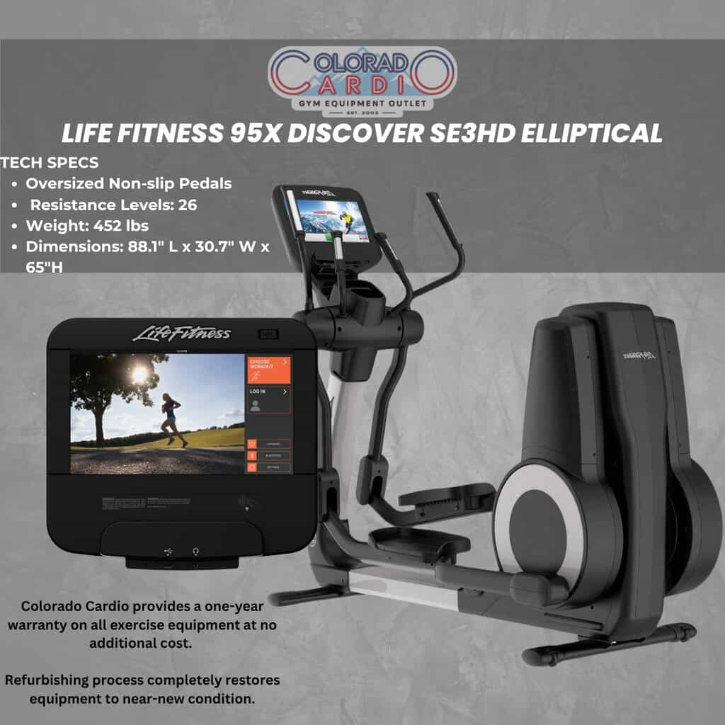 Advanced elliptical trainer for cardiovascular fitness at Colorado Cardio gym outlet.