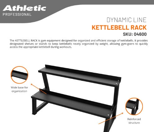 Heavy-duty kettlebell rack with sturdy design, ideal for gym organization and storage, featuring reinforced structure and wide base for stability, perfect for fitness facilities.