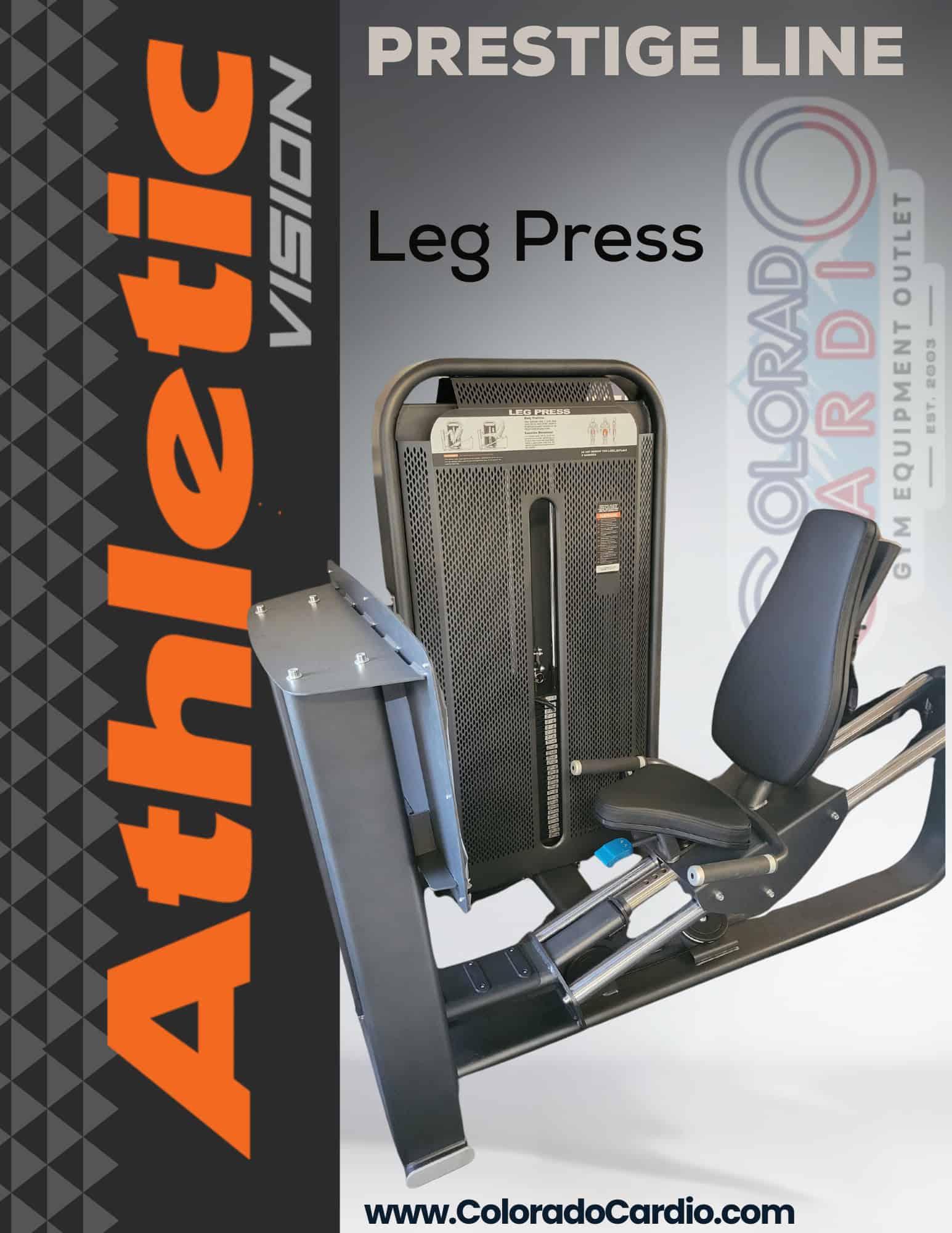 Leg press exercise equipment at Colorado Cardio for heart-healthy fitness and strength training.