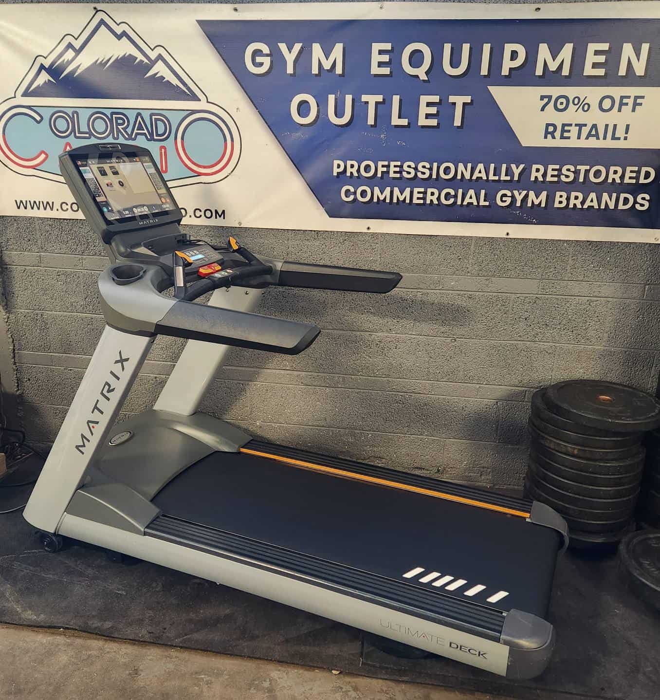 Treadmill used for cardiovascular fitness training at Colorado Cardio gym, featuring advanced fitness equipment for heart health and exercise improvement.
