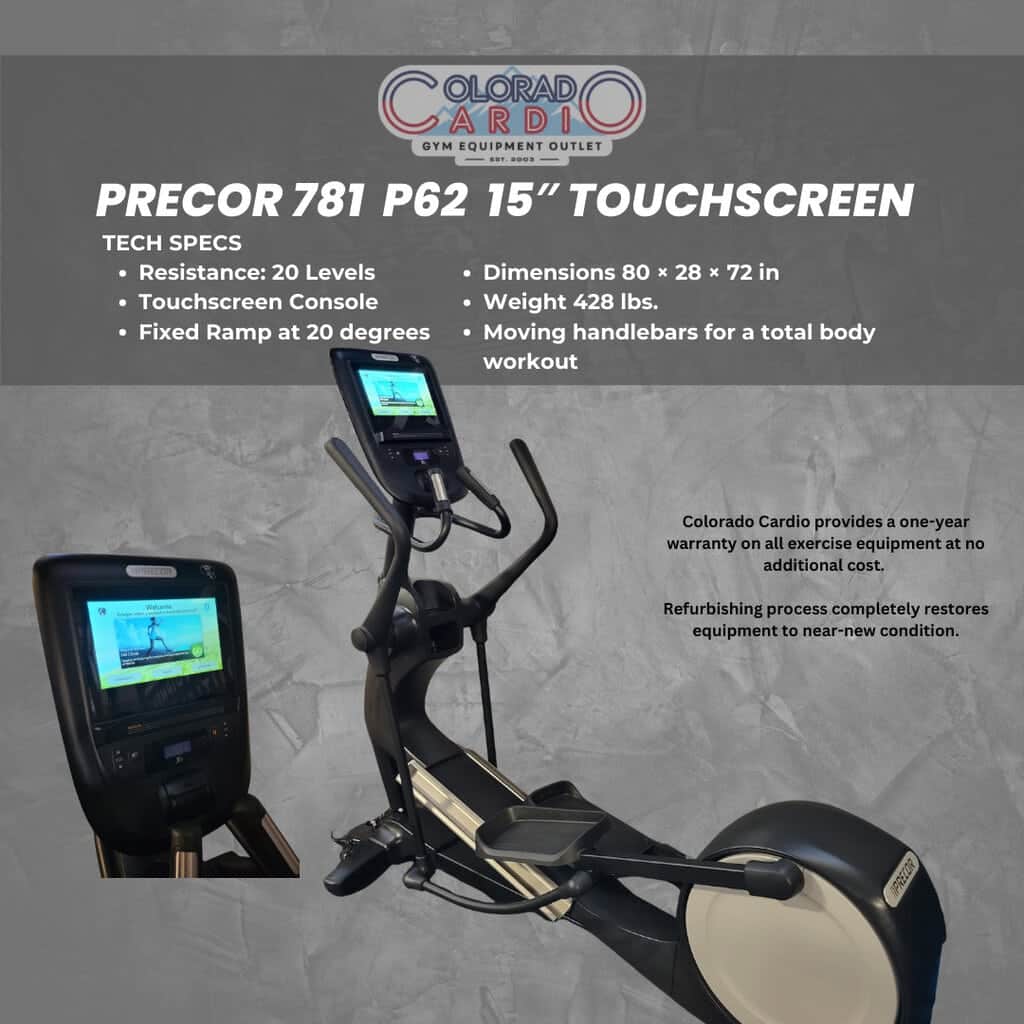 Precor EFX 781 Elliptical Advanced P62 15″ touchscreen console