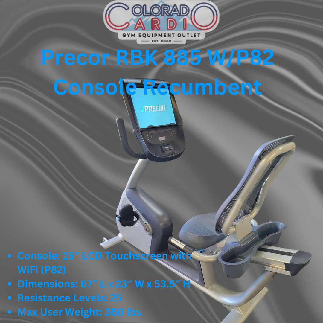 Precor RBK 885 Recumbent Bike w/ P82 Console