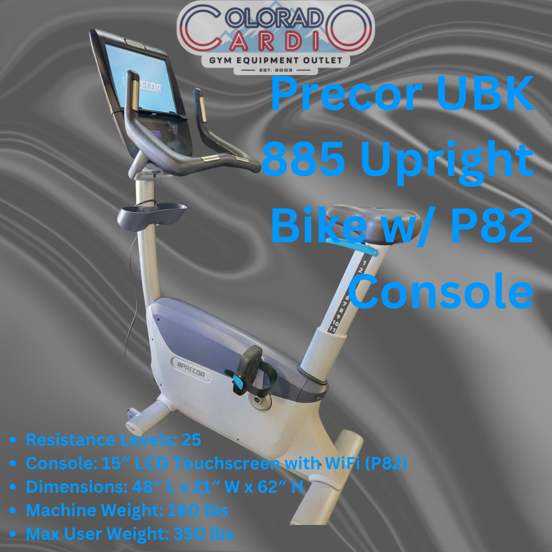 Precor UBK 885 Upright Bike w/ P82 Console