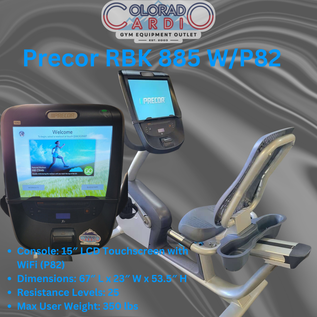 Precor RBK 885 Recumbent Bike with P82 Console