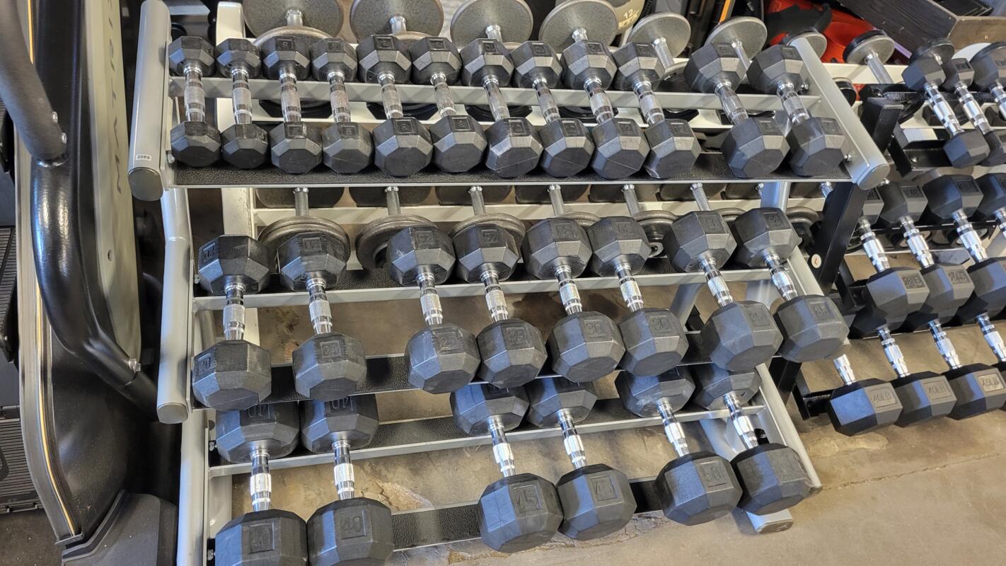 Life Fitness Rubber HEX Dumbbells (USED) - Image 3